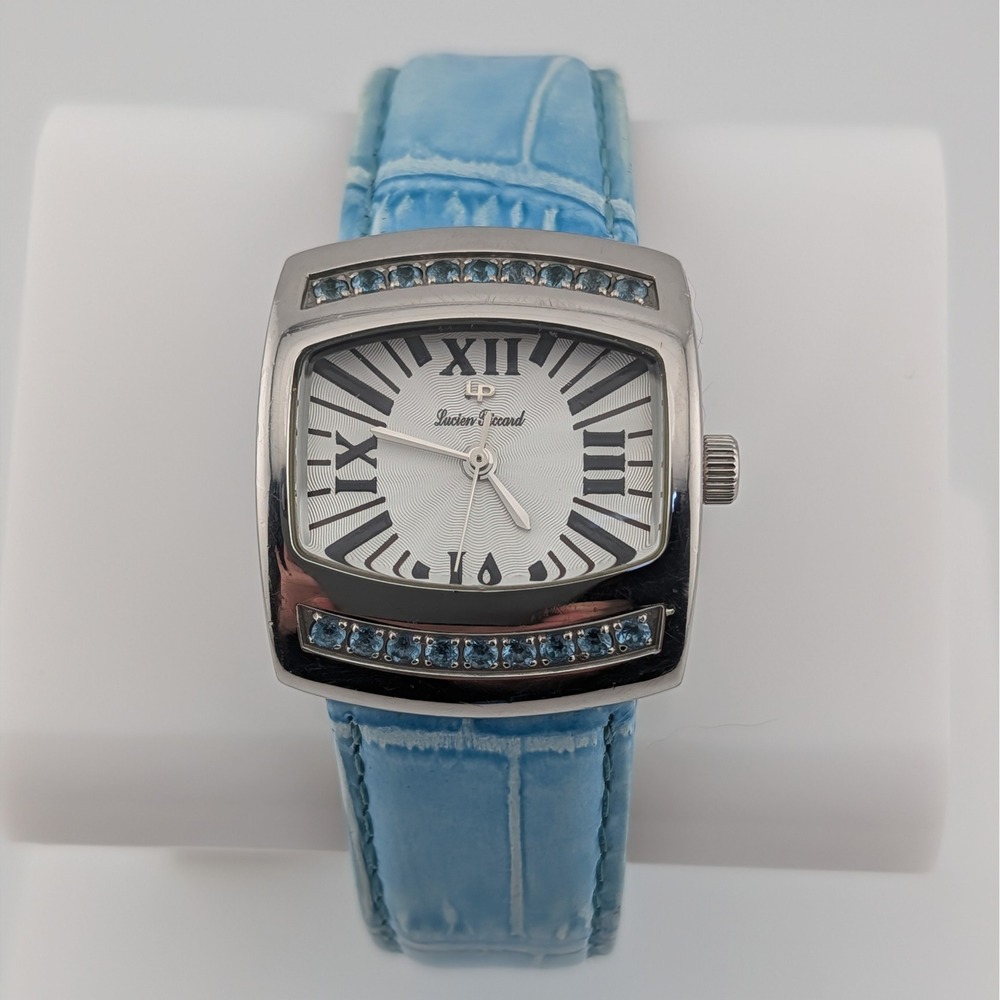 Lucien Piccard 27077BU Swiss Watch Sapphire Textured Guilloche Dial Blue Crystal